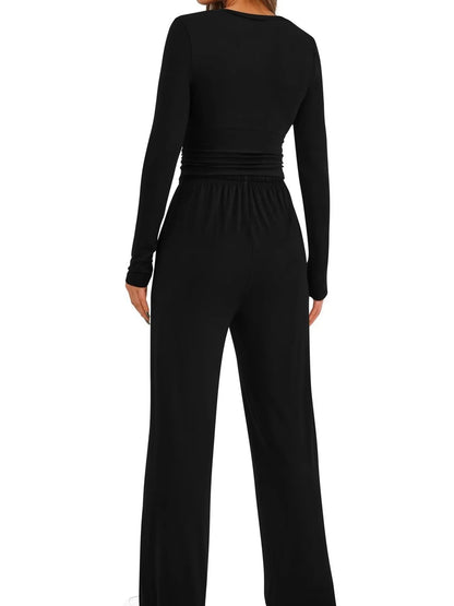 Hazel Blues® |  Round Neck Long Sleeve Top and Pants Set