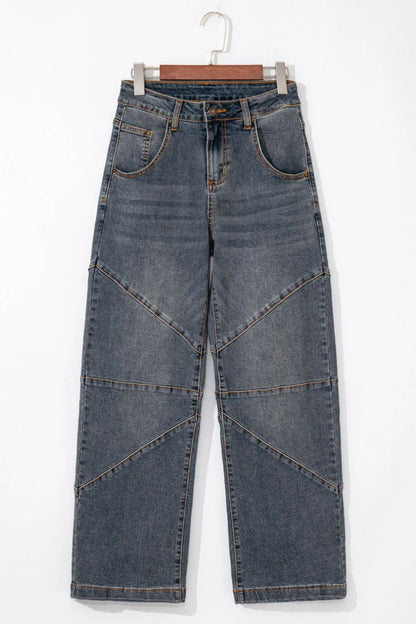 Hazel Blues® |  Exposed Stitching Loose Straight High Waist Jeans