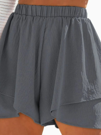 Hazel Blues® |  High-Waisted Elastic Waistband Layered Shorts