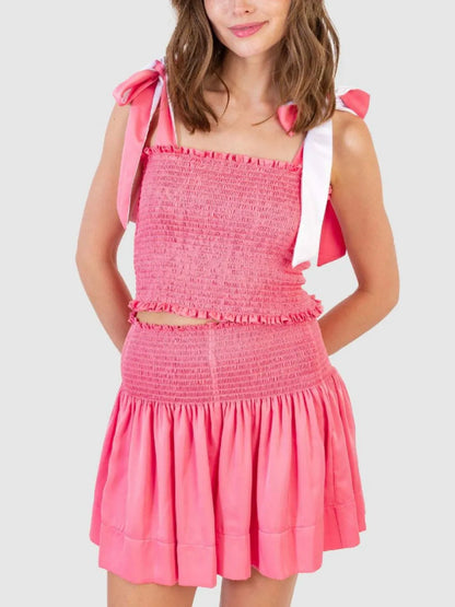 Hazel Blues® |  Smocked Tie Shoulder Cami and Shorts Set