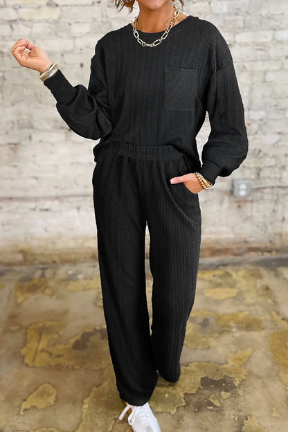 Hazel Blues® |  Round Neck Top and Pants Set