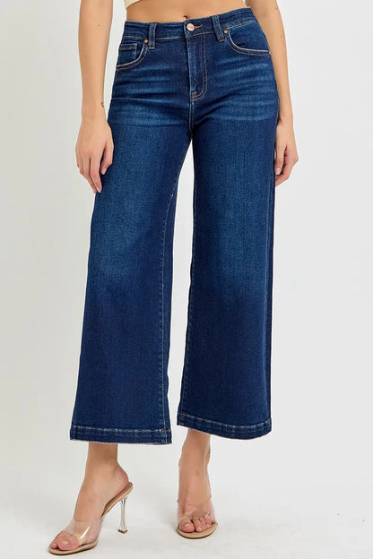 Hazel Blues® |  RISEN High Rise Crop Wide Jeans