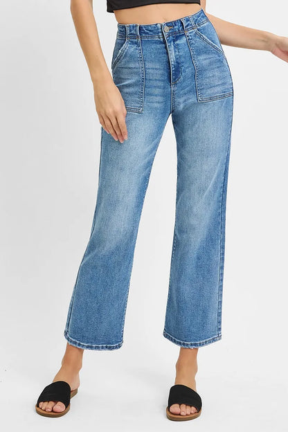 Hazel Blues® | RISEN High Waisted Bootcut Cropped Jeans
