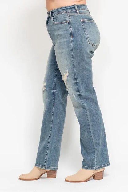 Hazel Blues® | Judy Blue High Waist Distressed Dad Jean