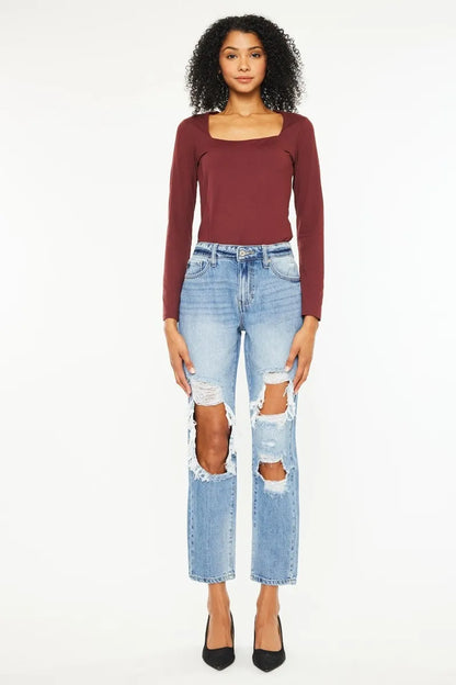 Hazel Blues® |  Kancan High Rise Distressed Boyfriend Jeans