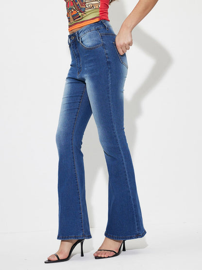 Hazel Blues® |  Mid-Rise Waist Bootcut Jeans