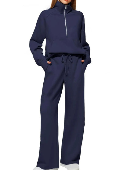 Hazel Blues® |  Half Zip Long Sleeve Top and Pants Set