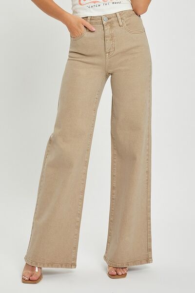 Hazel Blues® | RISEN Tummy Control High Rise Wide Leg Jeans