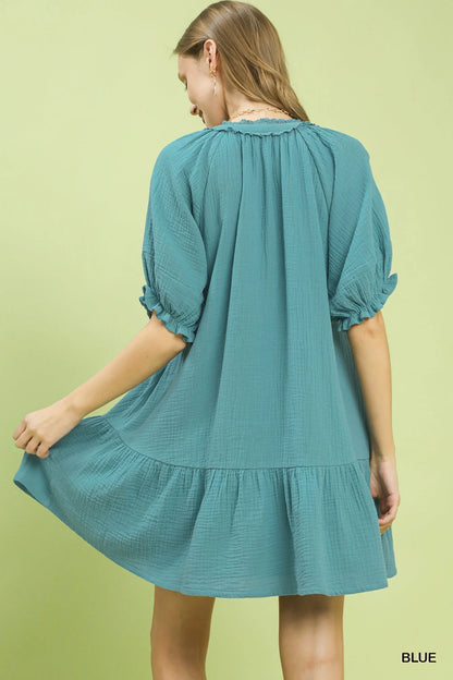 Hazel Blues® |  Umgee Cotton Gauze Mini Dress