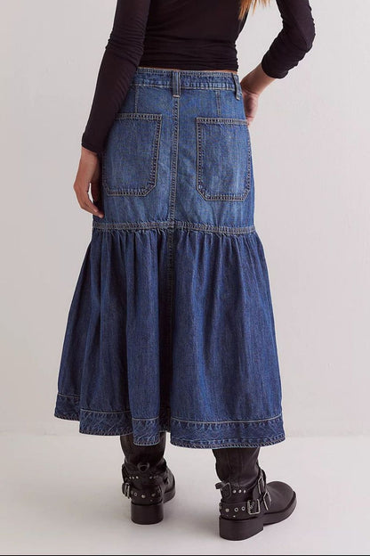 Hazel Blues® |  Midi Denim Skirt with Pockets