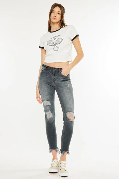 Hazel Blues® |  Kancan High Rise Distressed Ankle Skinny Jeans