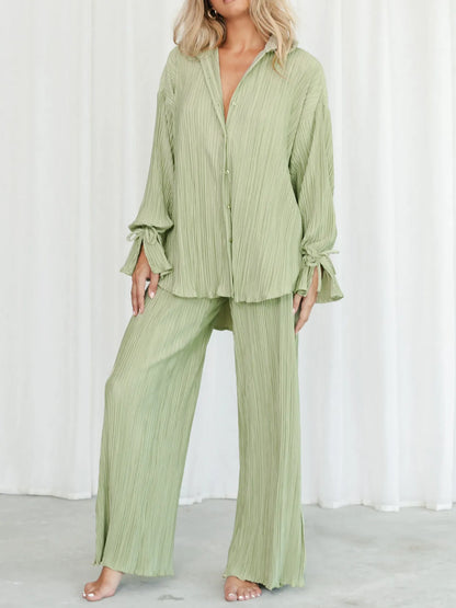 Hazel Blues® |  Button Up Long Sleeve Top and Pants Set