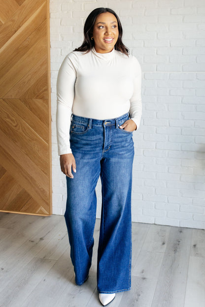 Hazel Blues® |  Eliza High Rise Control Top Retro Wide Leg Jeans