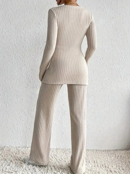 Hazel Blues® |  Surplice Long Sleeve Top and Pants Set