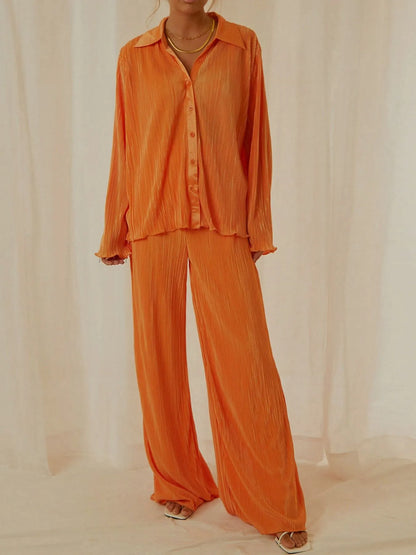 Hazel Blues® |  Button Up Long Sleeve Top and Pants Set