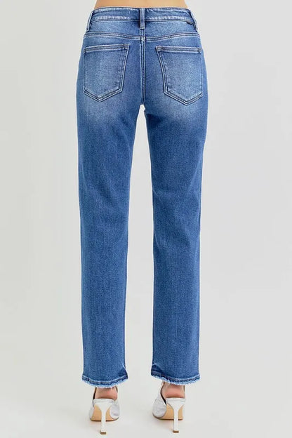 Hazel Blues® |  RISEN Mid Rise Ankle Tapered Jeans