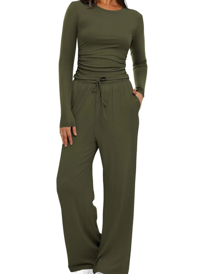 Hazel Blues® |  Round Neck Long Sleeve Top and Pants Set