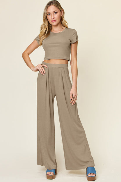 Hazel Blues® |  Double Take Round Neck Top and Pants Set