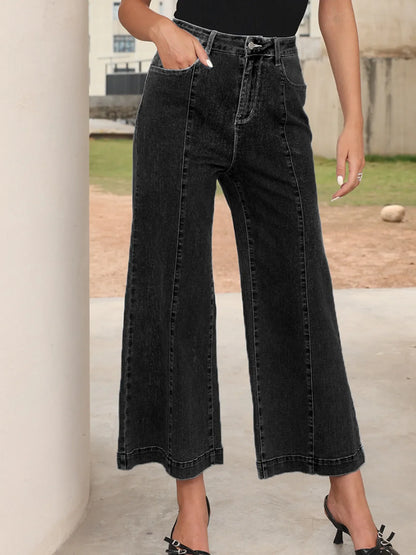 Hazel Blues® |  Seam Detail Flared Bottom Ankle Length Jeans