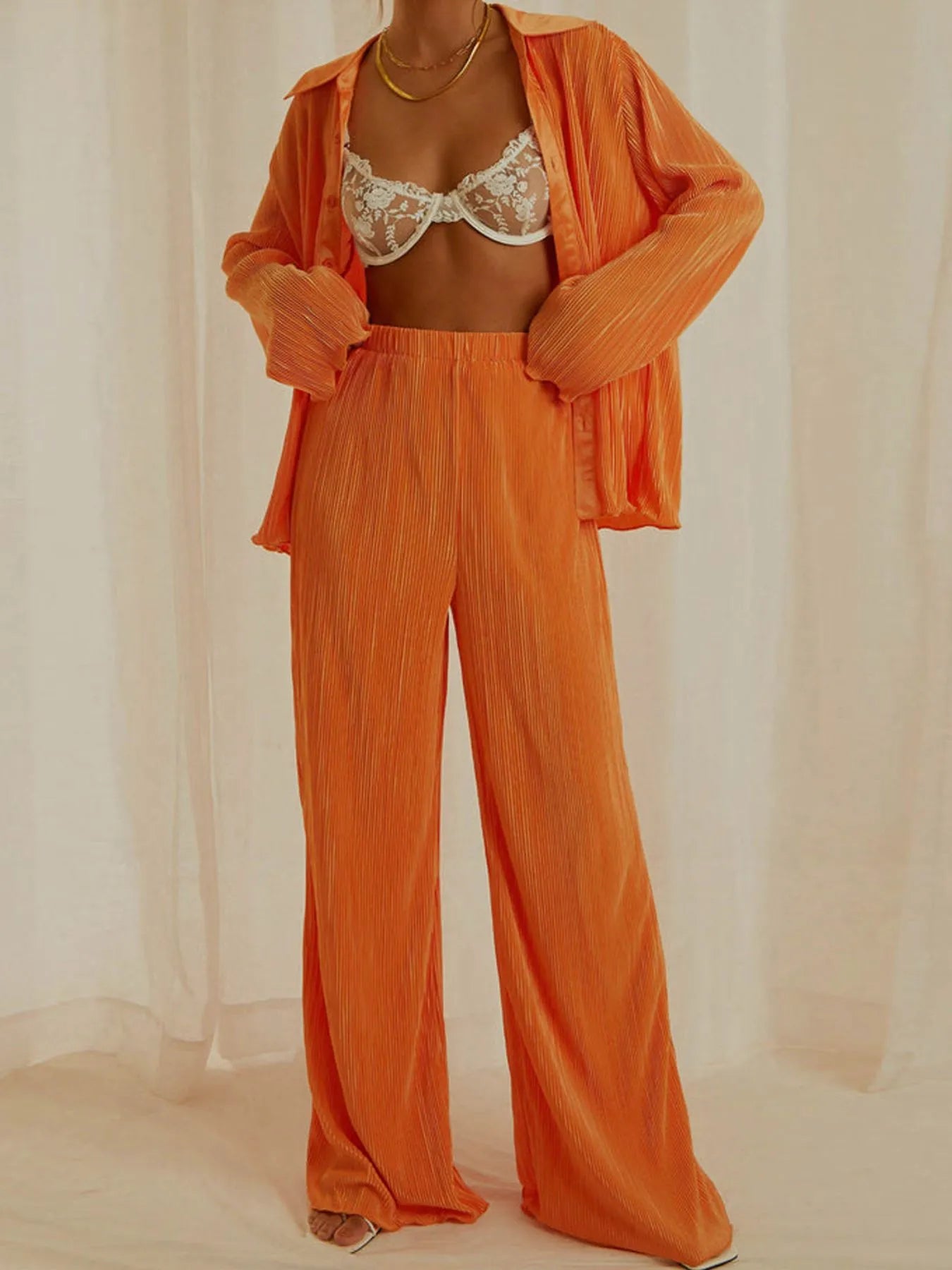 Hazel Blues® |  Button Up Long Sleeve Top and Pants Set