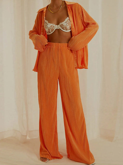 Hazel Blues® |  Button Up Long Sleeve Top and Pants Set