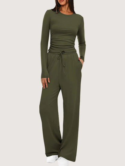 Hazel Blues® |  Round Neck Long Sleeve Top and Pants Set