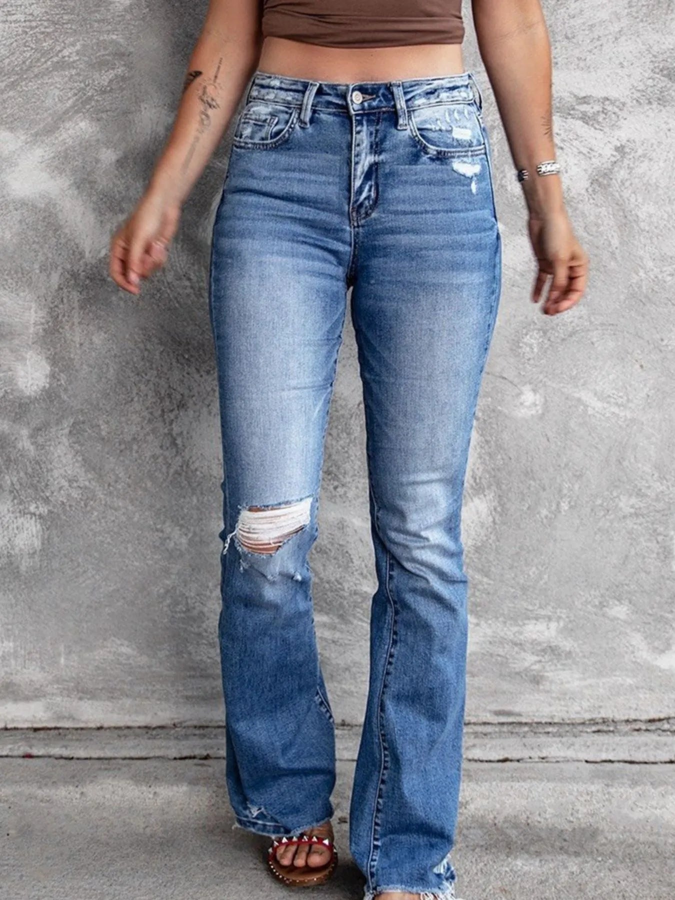Hazel Blues® |  Distressed Flare Jeans