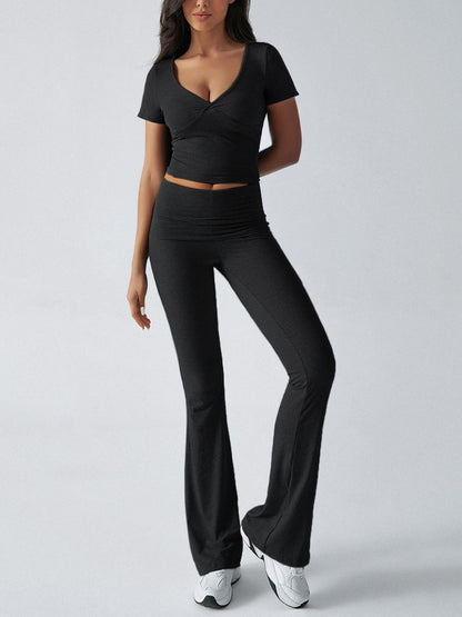 Hazel Blues® |  Devine Short Sleeve Top and Bootcut Legging Set