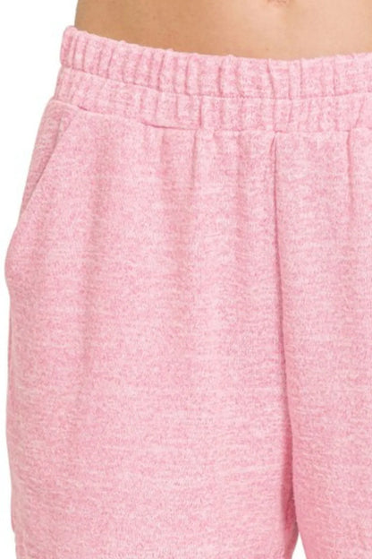 Hazel Blues® |  Zenana Soft Melange Hacci Elastic Waist Band Shorts