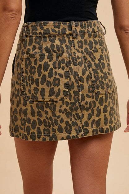 Hazel Blues® |  Annie Wear Leopard Denim Mini Skirt