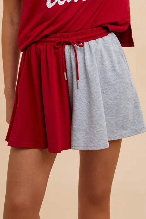 Hazel Blues® |  Annie Wear Color Block French Terry Flare Shorts