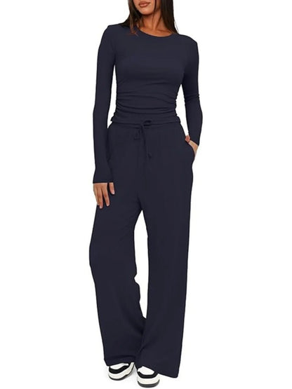Hazel Blues® |  Round Neck Long Sleeve Top and Pants Set
