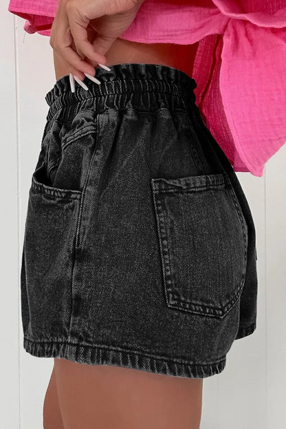 Hazel Blues® |  Drawstring High Waist Denim Shorts with Pockets