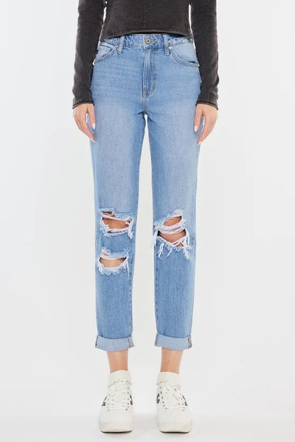 Hazel Blues® |  Kancan High Rise Distressed Mom Jeans