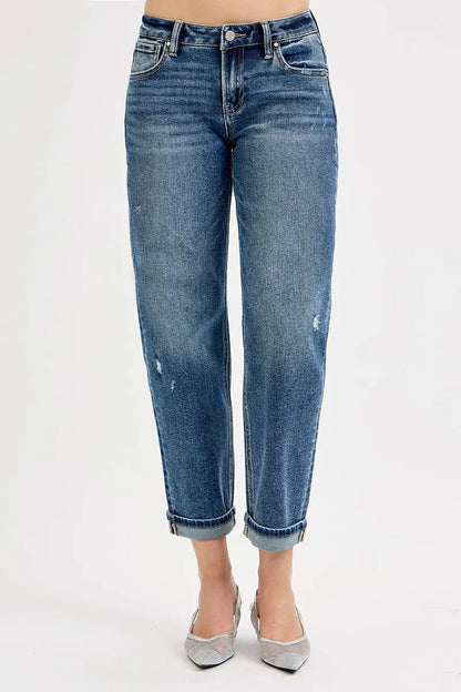Hazel Blues® | RISEN Low Rise Crop Boyfriend Jeans
