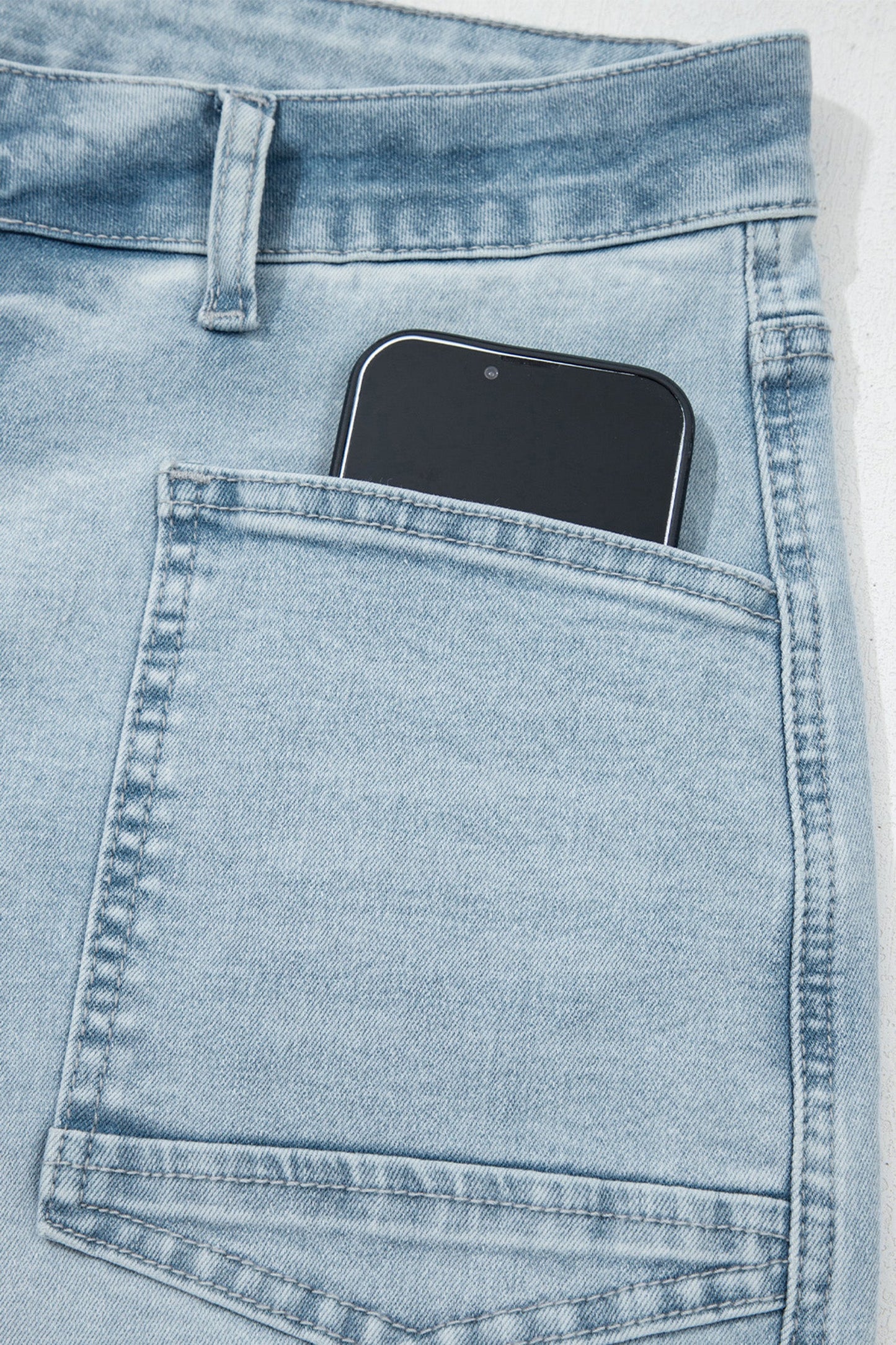 Hazel Blues® |  Beau Blue Frayed Cropped Straight Jeans