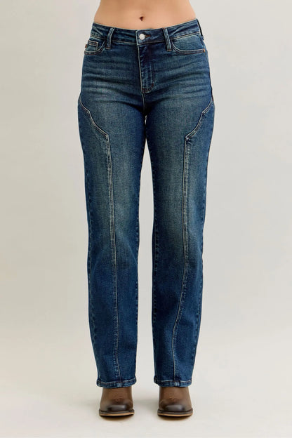 Hazel Blues® | Judy Blue Seam Detail Straight Leg Jeans