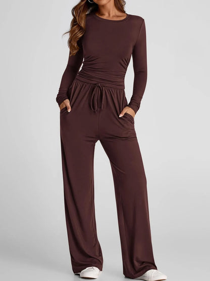 Hazel Blues® |  Round Neck Long Sleeve Top and Pants Set