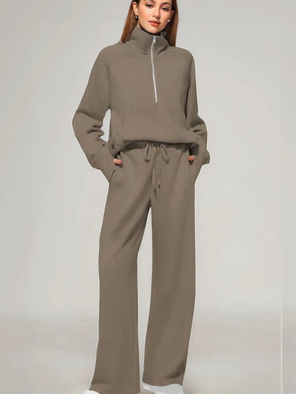 Hazel Blues® |  Half Zip Long Sleeve Top and Pants Set