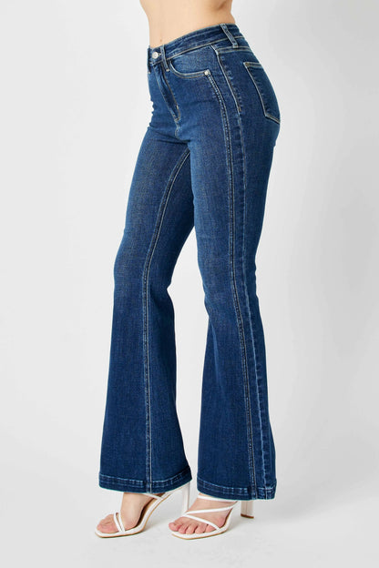 Hazel Blues® | Judy Blue Hw Angled Side Seam Detail Flare Jeans