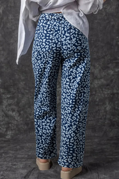 Hazel Blues® |  Leopard Print Wide Leg Jeans