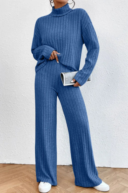 Hazel Blues® |  Mock Neck Dropped Shoulder Top and Pants Set