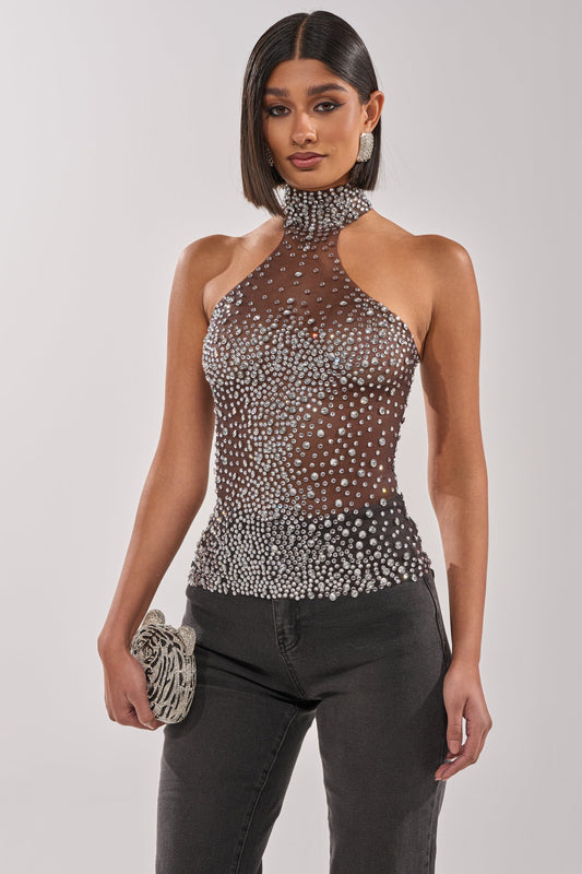 ALL YEAR ROUND SHEER RHINESTONE TOP