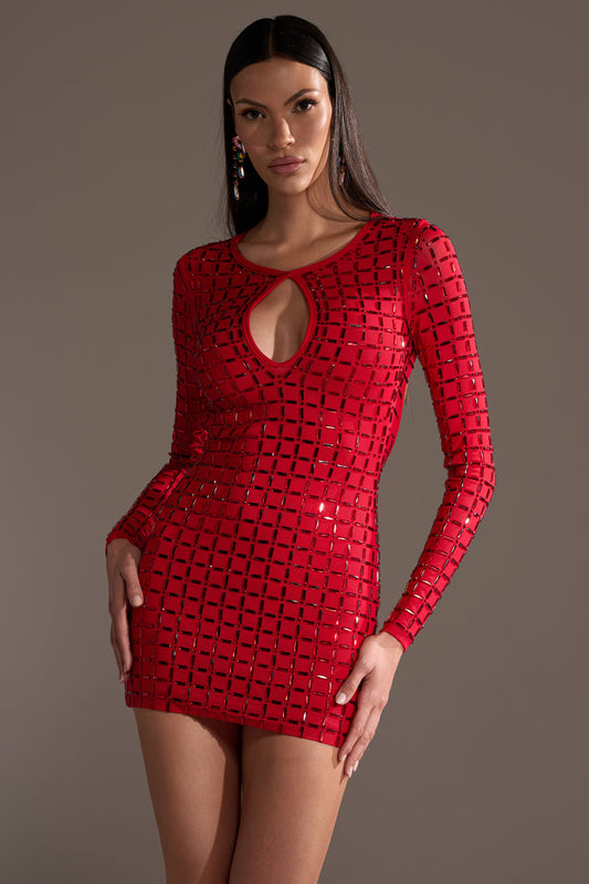 ALL THAT SHINES RHINESTONE MINI DRESS