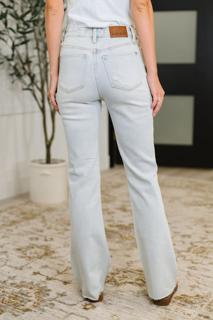 Hazel Blues® |  Alyse Mid Rise Destroy & Fray Hem Bootcut