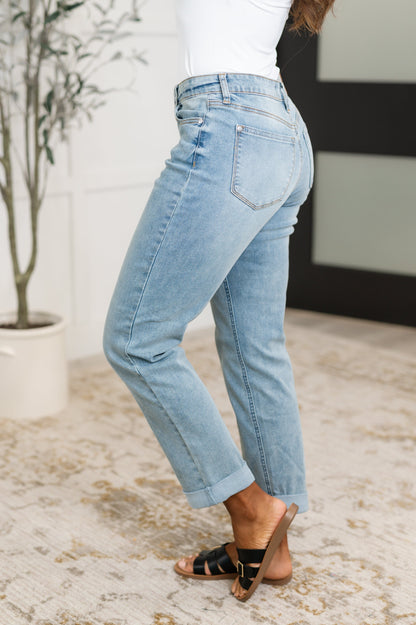 Hazel Blues® |  Cheyenne V-Front Cool Denim Boyfriend Jeans