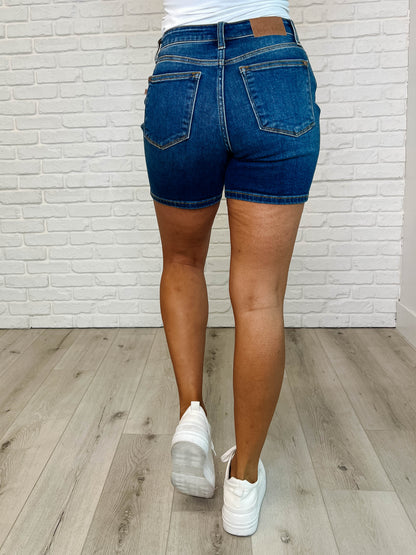 Hazel Blues® |  Darcy High Rise Adjustable Button Dad Shorts