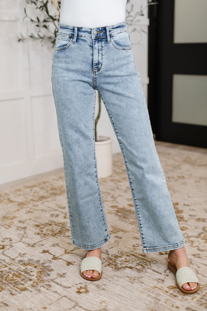 Hazel Blues® |  Debbie High Rise Stone Wash Straight Fit Jeans