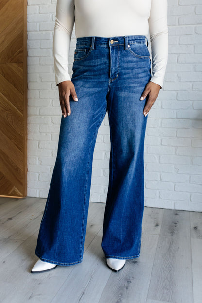 Hazel Blues® |  Eliza High Rise Control Top Retro Wide Leg Jeans