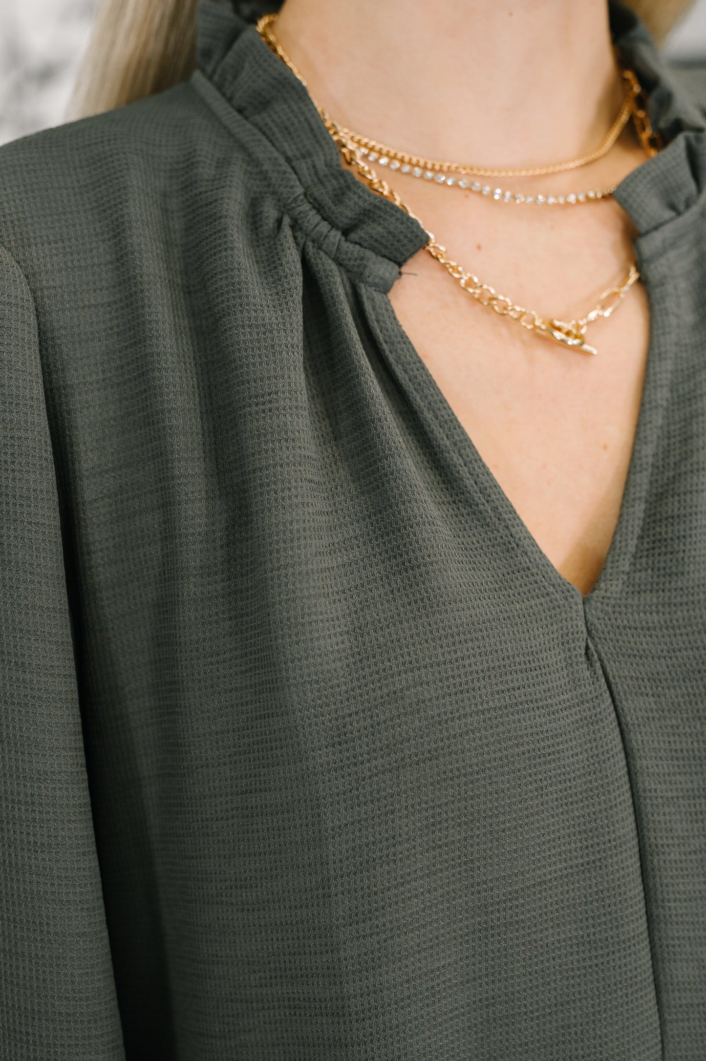 Hazel Blues® |  Every Single Touch V-Neck Tiered Dress